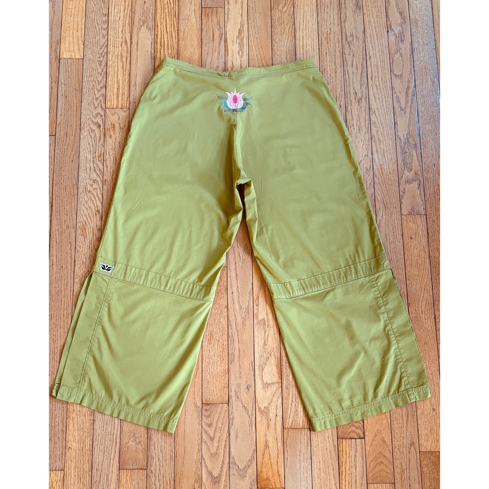 Be Present Yoga Pants XL Agility Cropped Wide Leg Green Side Slit 13016